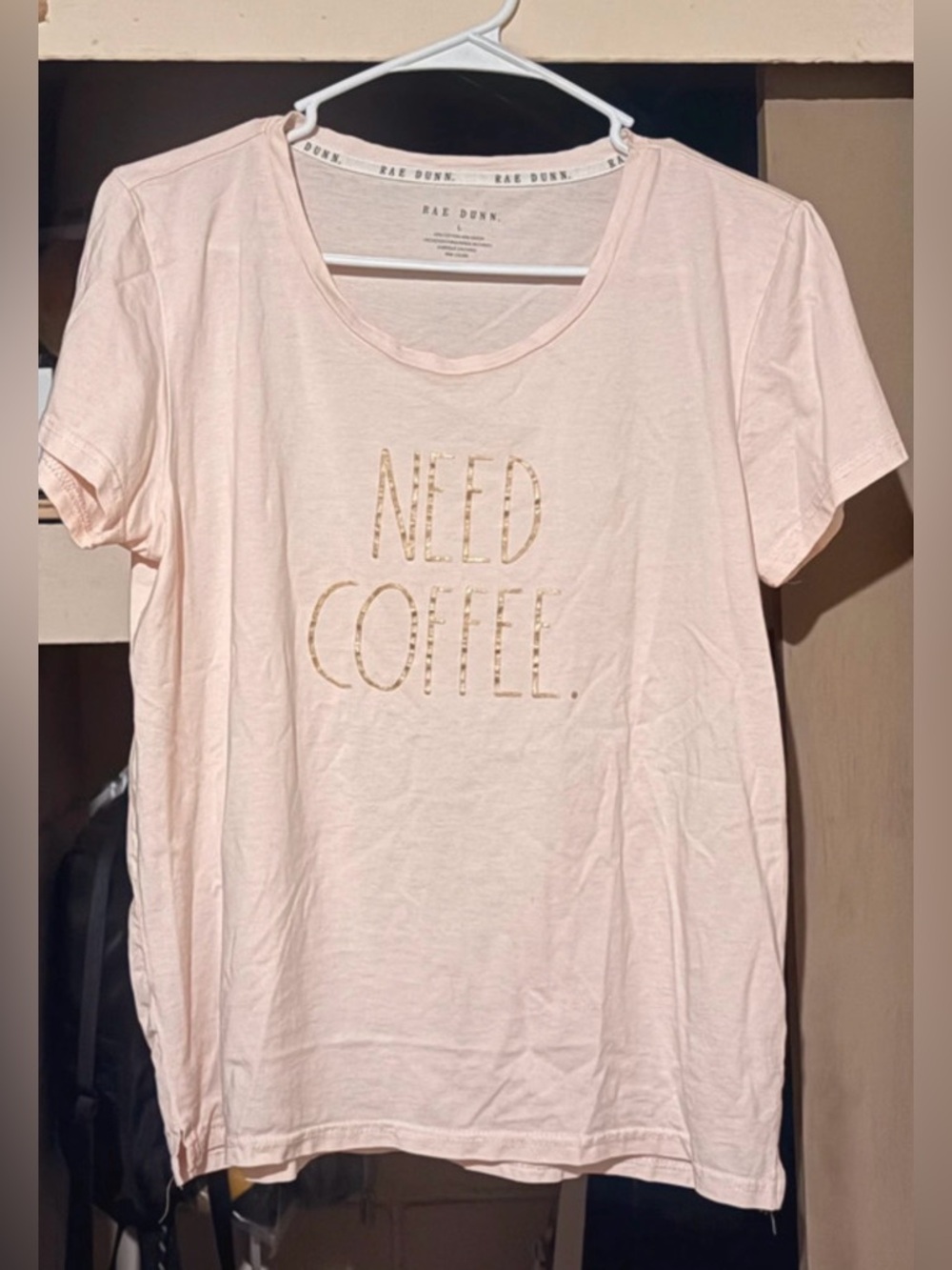 Rae Dunn NWOT “NEED COFFEE “tee size L - Picture 2 of 6